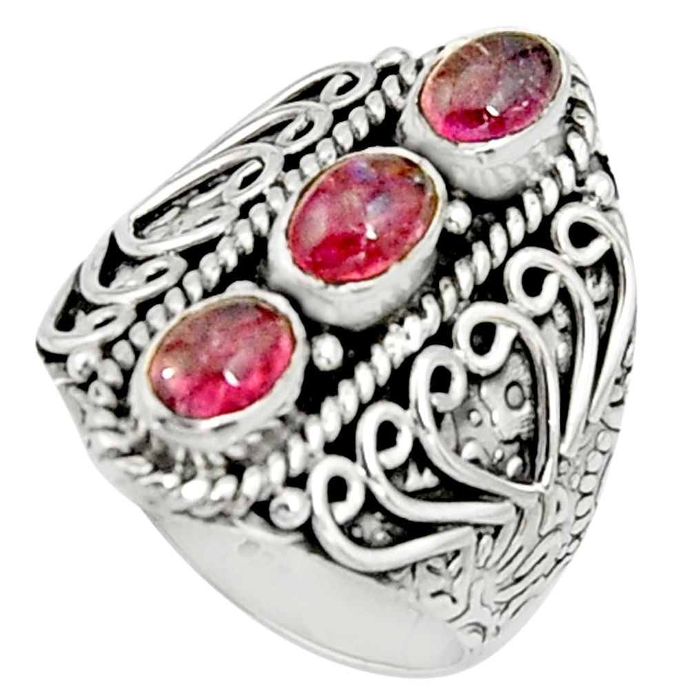 3.06cts natural pink tourmaline 925 sterling silver ring jewelry size 7.5 r22510