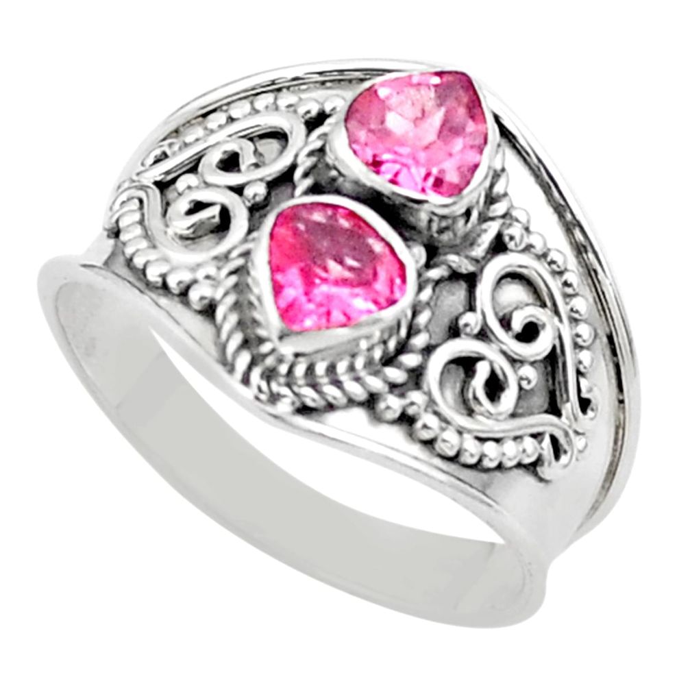 1.62cts natural pink tourmaline 925 sterling silver ring jewelry size 7 t44873