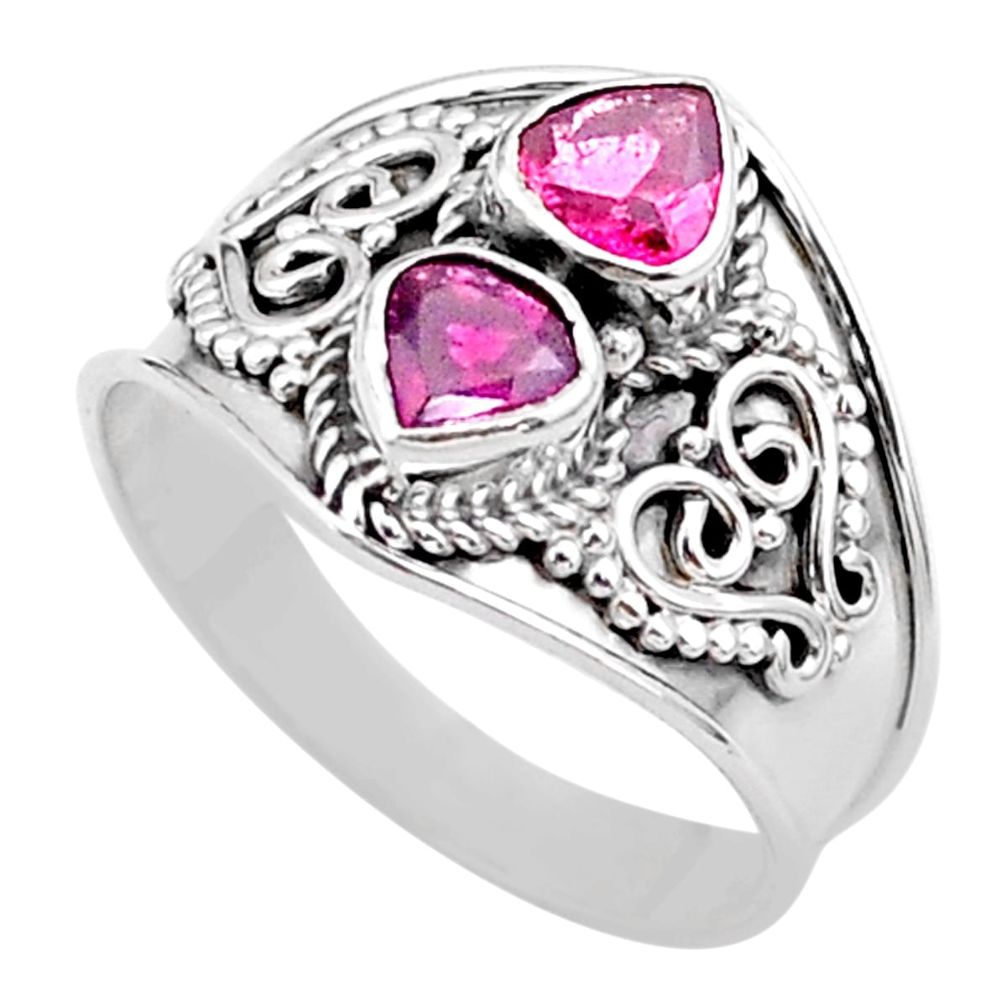 1.66cts natural pink tourmaline 925 sterling silver ring jewelry size 7 t44876