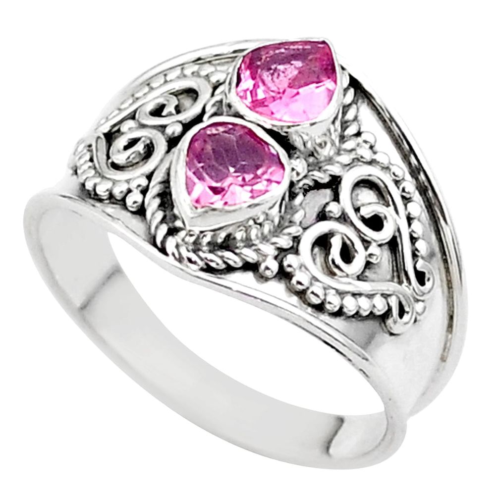 1.74cts natural pink tourmaline 925 sterling silver ring jewelry size 7 t44899