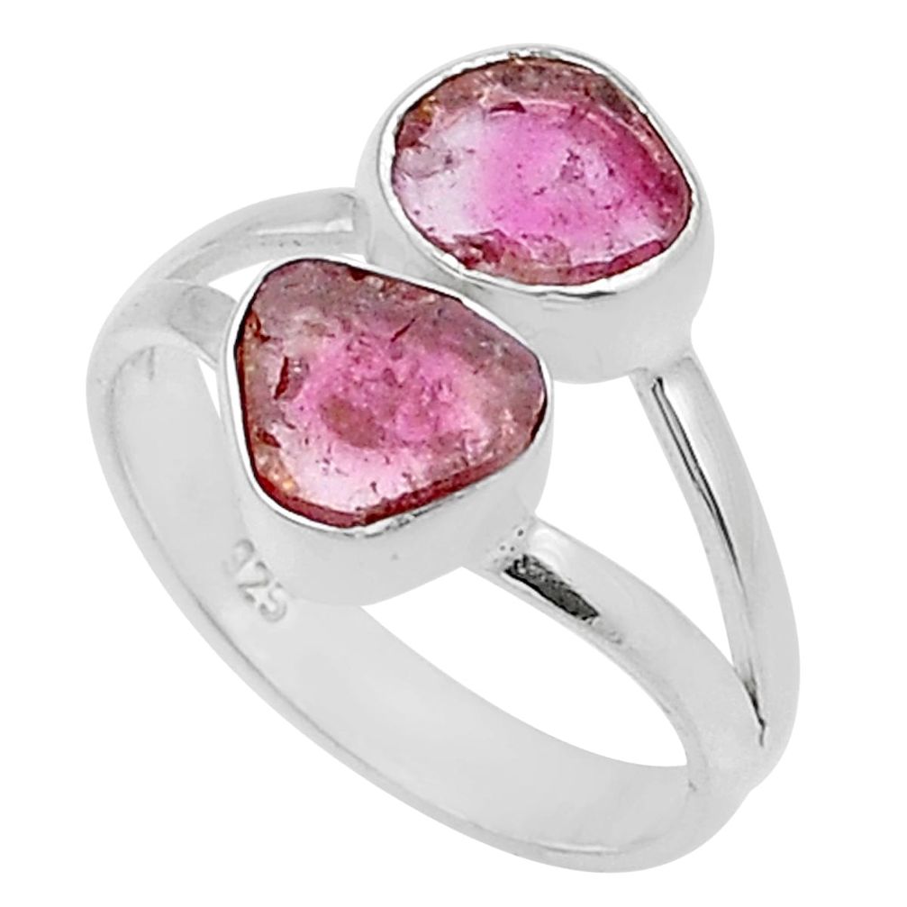 4.34cts natural pink tourmaline 925 sterling silver ring jewelry size 7 u67370