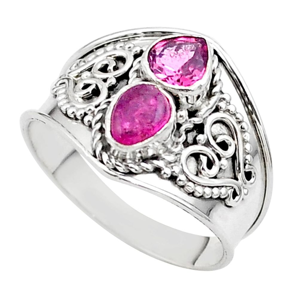 1.74cts natural pink tourmaline 925 sterling silver ring jewelry size 8 t44900