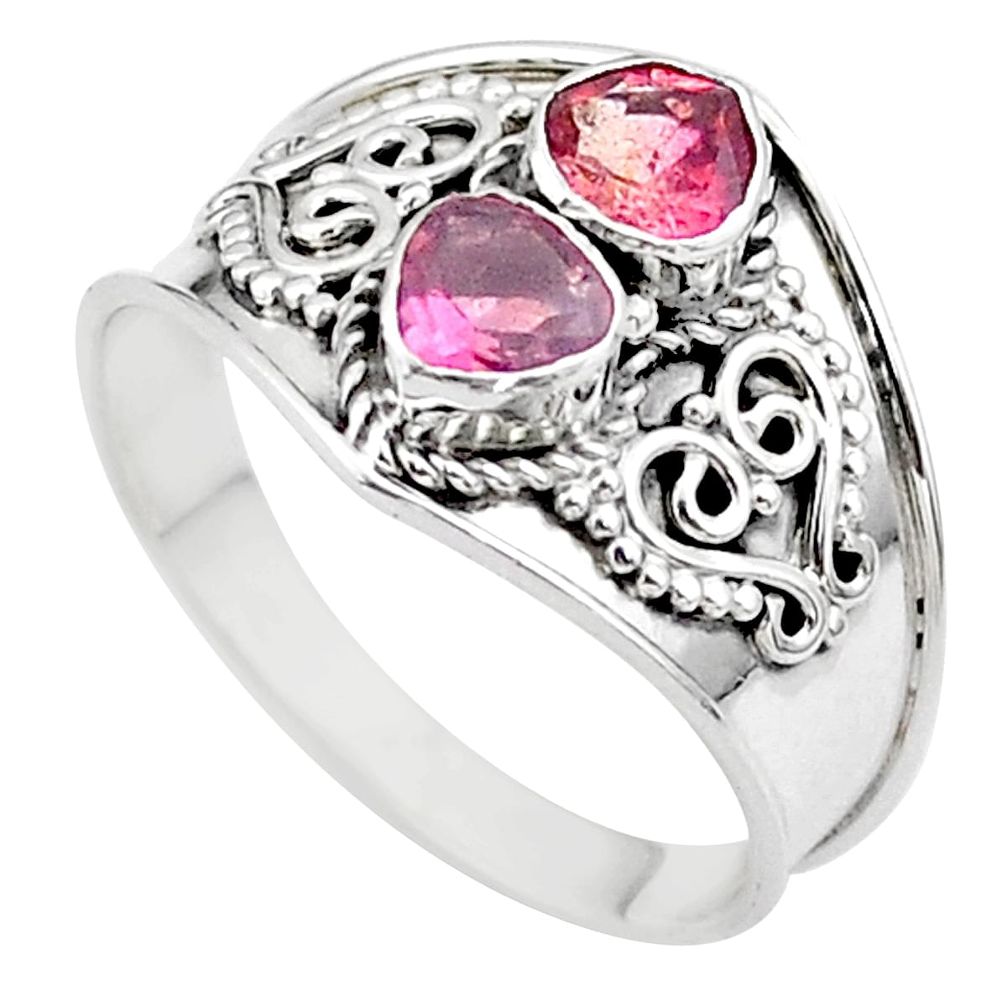 1.74cts natural pink tourmaline 925 sterling silver ring jewelry size 9 t44893