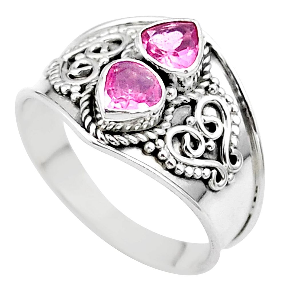 1.81cts natural pink tourmaline 925 sterling silver ring jewelry size 8.5 t44895