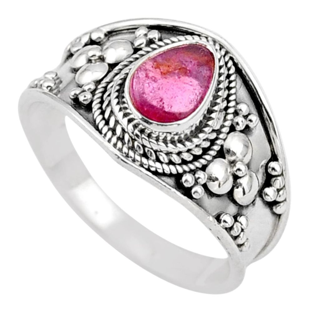 1.81cts natural pink tourmaline 925 sterling silver ring jewelry size 8.5 t90286