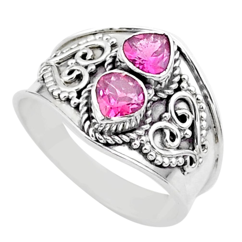 1.75cts natural pink tourmaline heart 925 sterling silver ring size 8 t44866