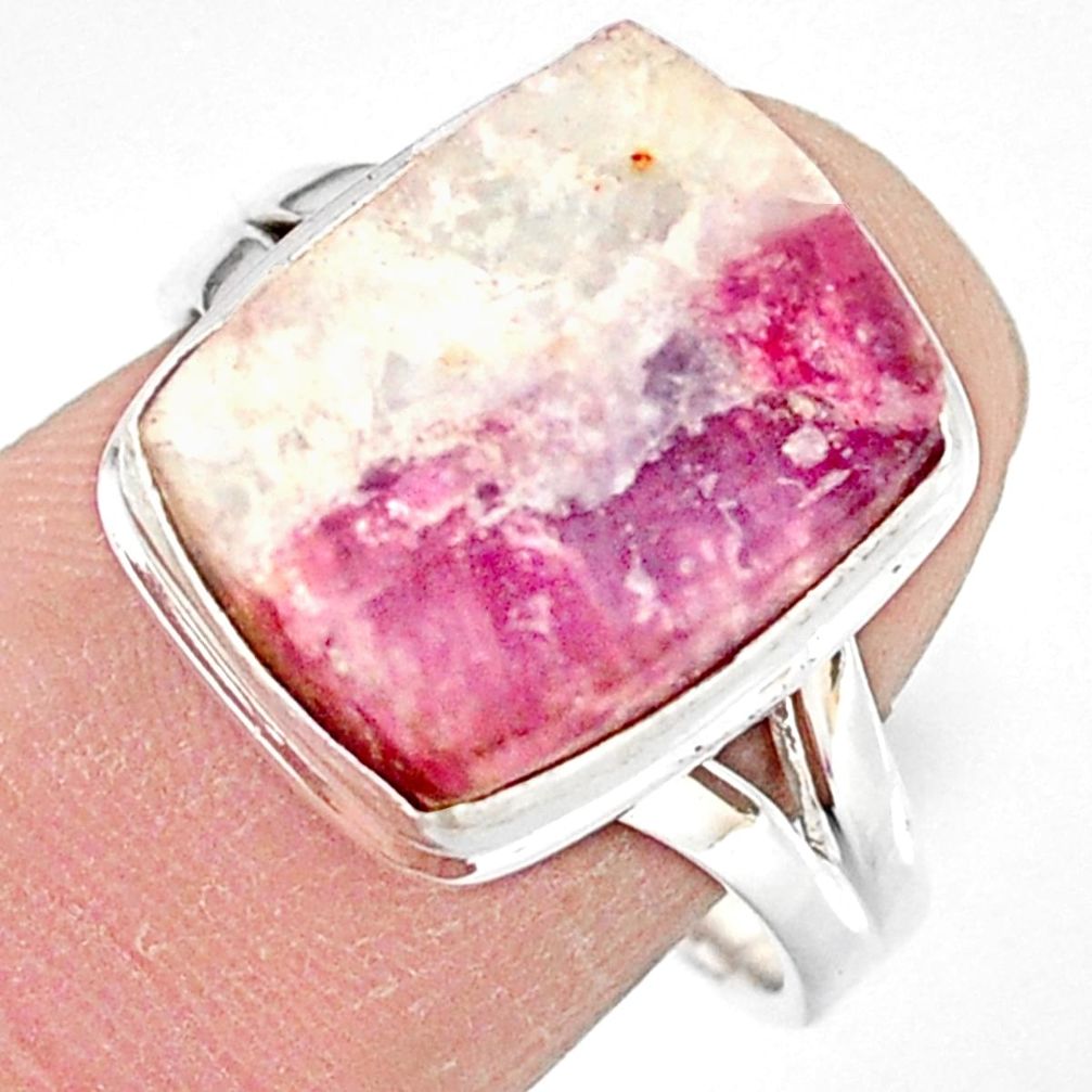 7.40cts natural pink tourmaline in quartz silver solitaire ring size 8.5 r85774