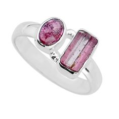 3.26cts natural pink tourmaline oval sterling silver ring jewelry size 7 y16997
