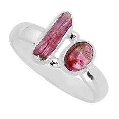 3.48cts natural pink tourmaline oval sterling silver ring jewelry size 8 y16981