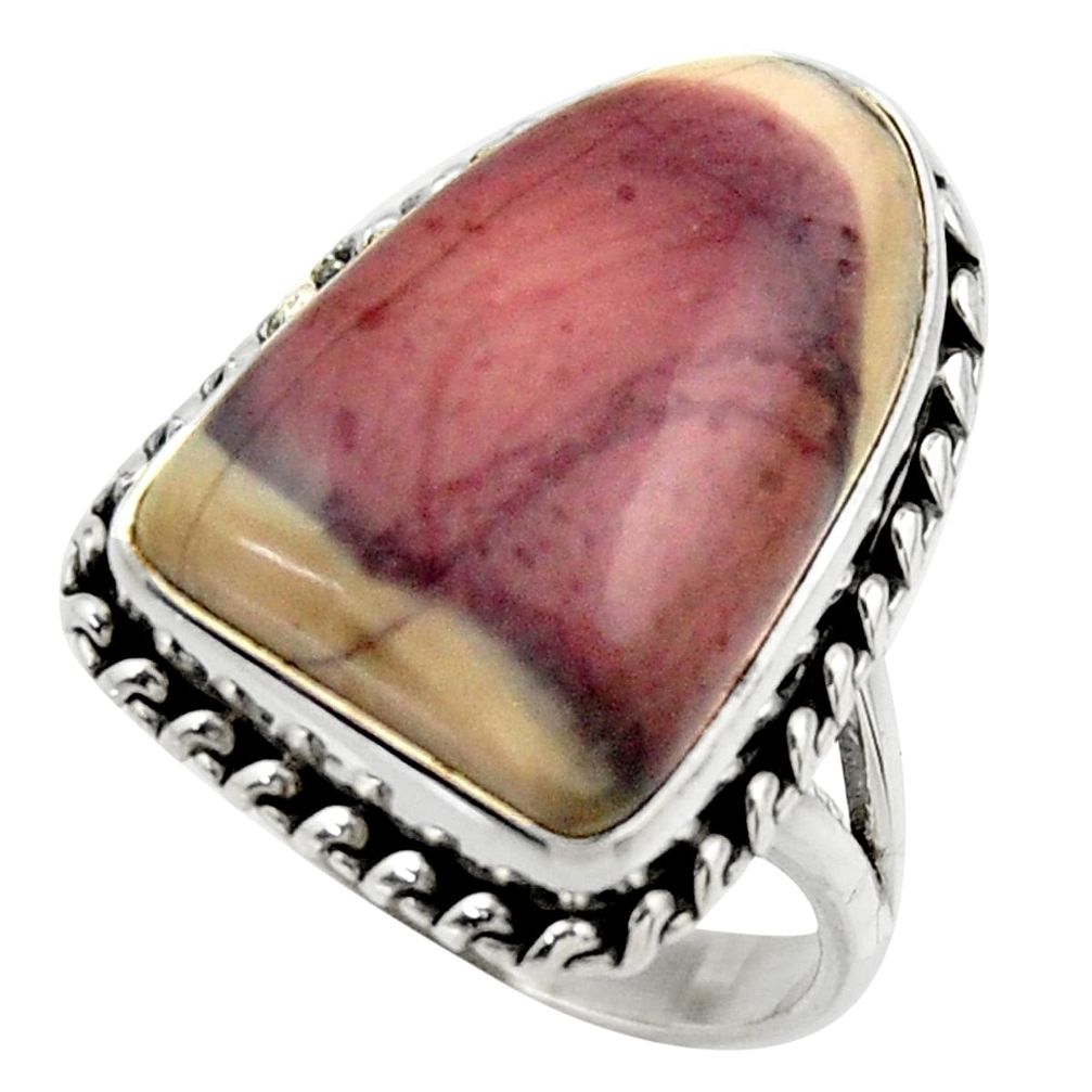 16.01cts natural porcelain jasper (sci fi) silver solitaire ring size 8.5 r28626