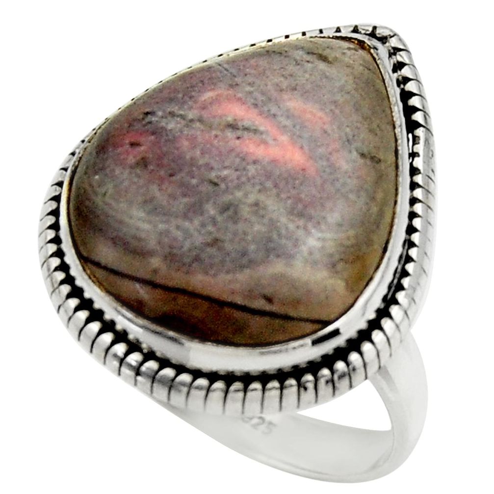 16.79cts natural porcelain jasper (sci fi) silver solitaire ring size 9.5 r28630