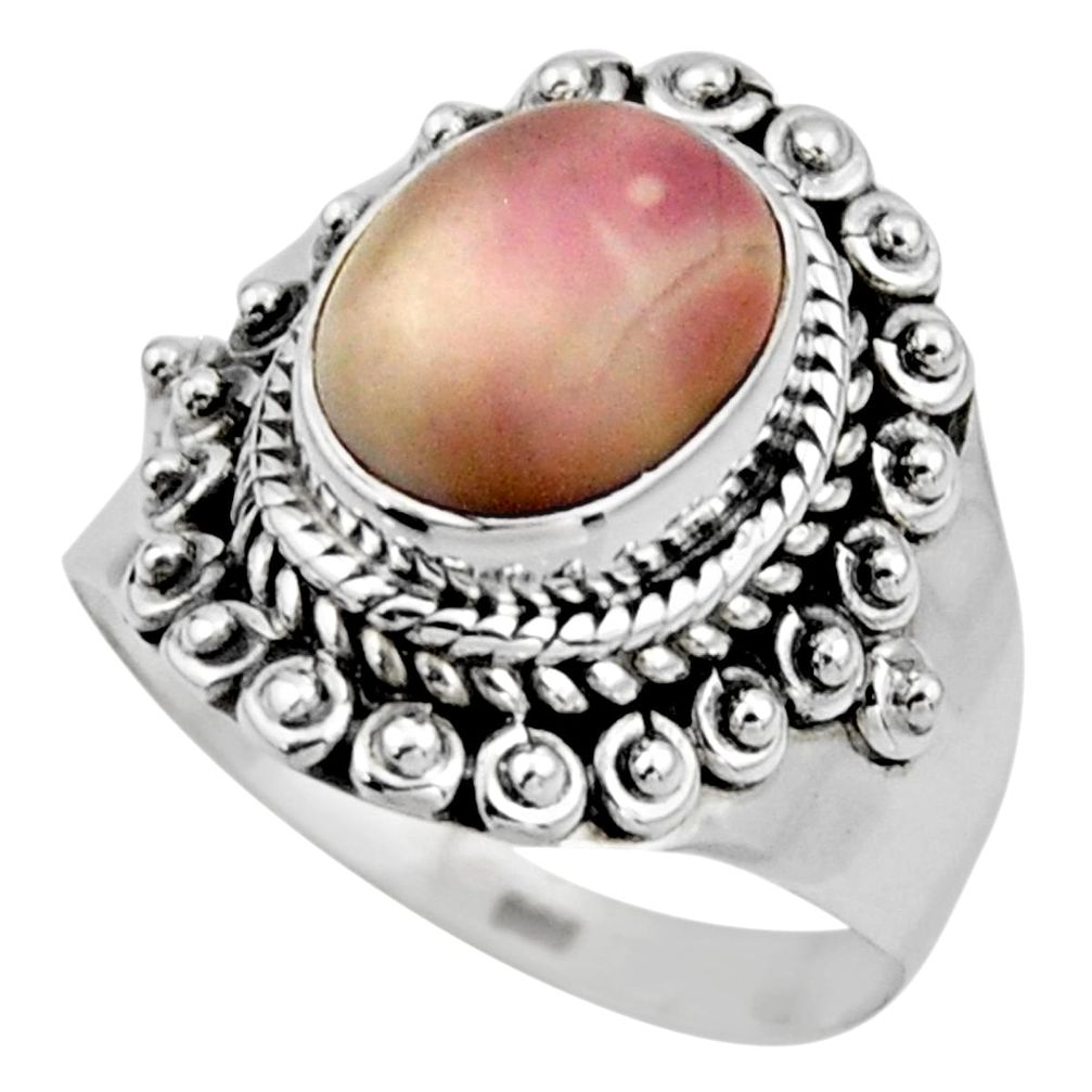 4.30cts natural porcelain jasper (sci fi) silver solitaire ring size 6.5 r53532