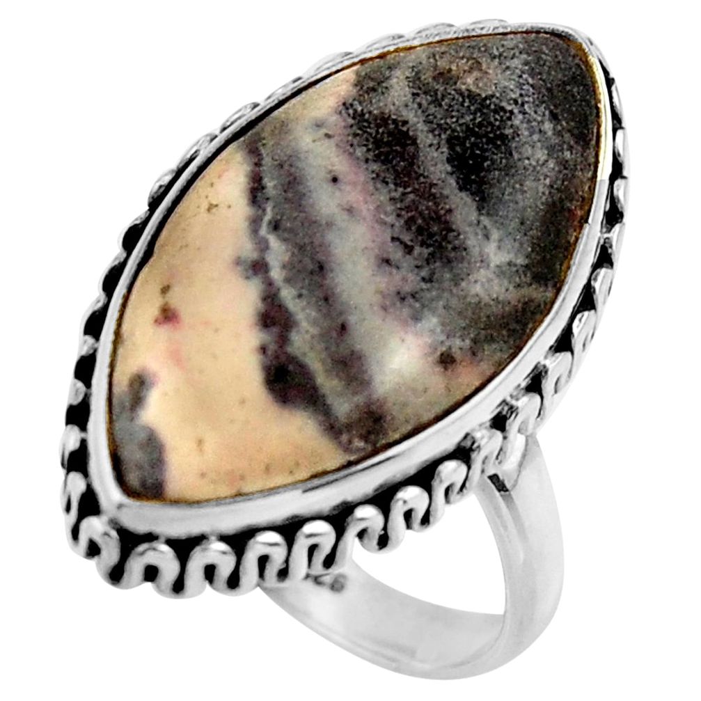 16.63cts natural porcelain jasper (sci fi) silver solitaire ring size 8 r28629