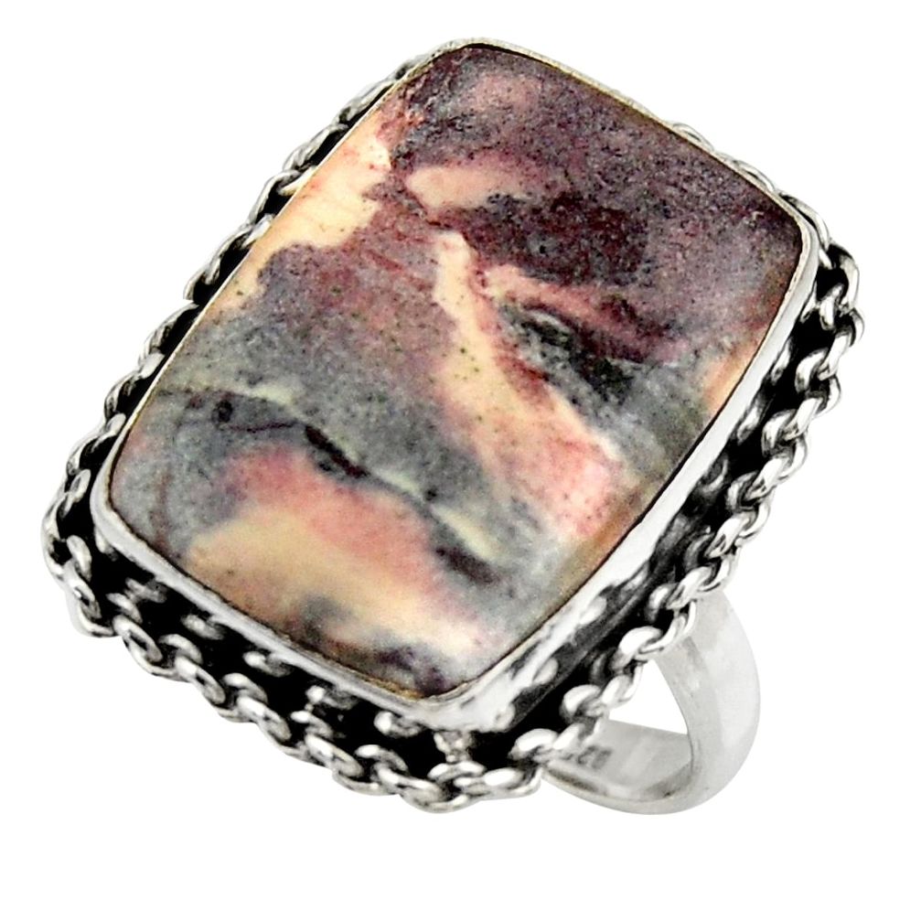 17.96cts natural porcelain jasper (sci fi) silver solitaire ring size 9 r28628