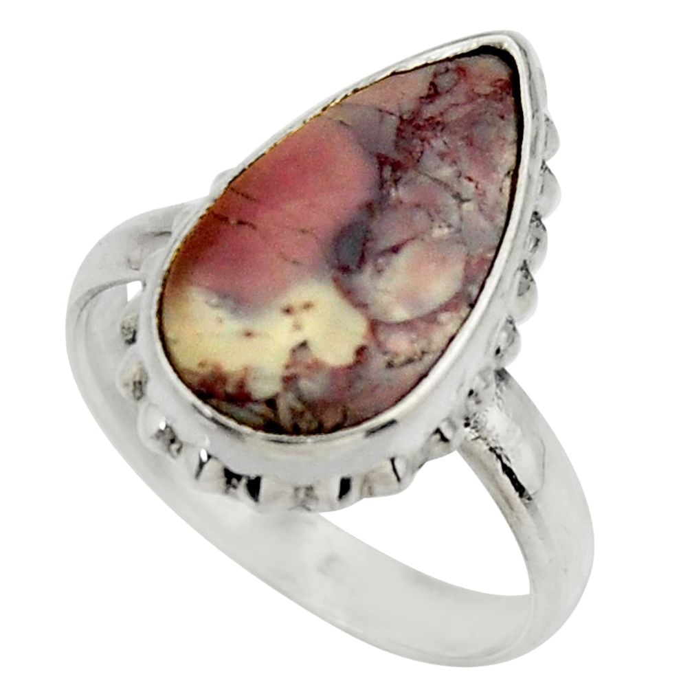 7.19cts natural porcelain jasper 925 silver solitaire ring size 8 r28625