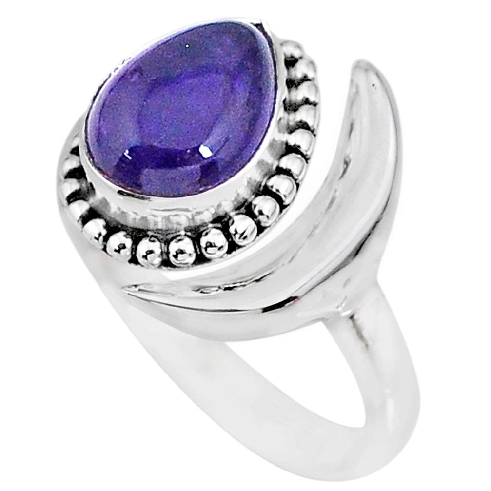 2.81cts natural purple amethyst 925 silver moon ring size 7 r89681