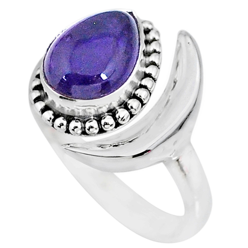 2.67cts natural purple amethyst 925 silver adjustable moon ring size 9 r89682