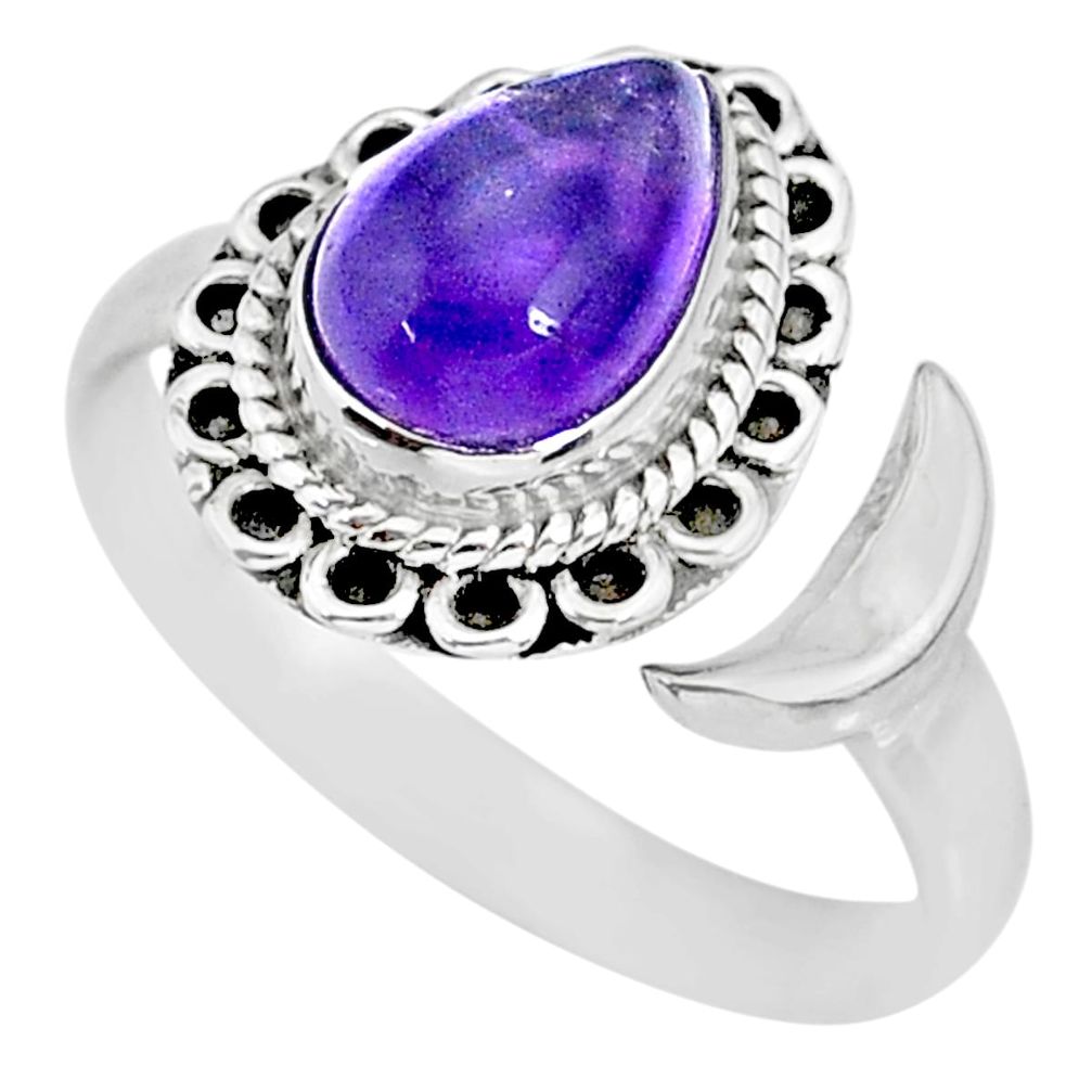 2.67cts natural purple amethyst 925 silver moon ring size 9 r89732