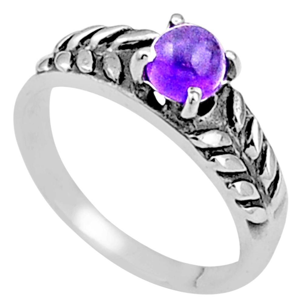 0.75cts natural purple amethyst 925 silver solitaire band ring size 8 u4798