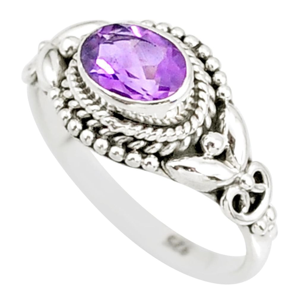 1.48cts natural purple amethyst 925 silver solitaire ring jewelry size 6 r85570