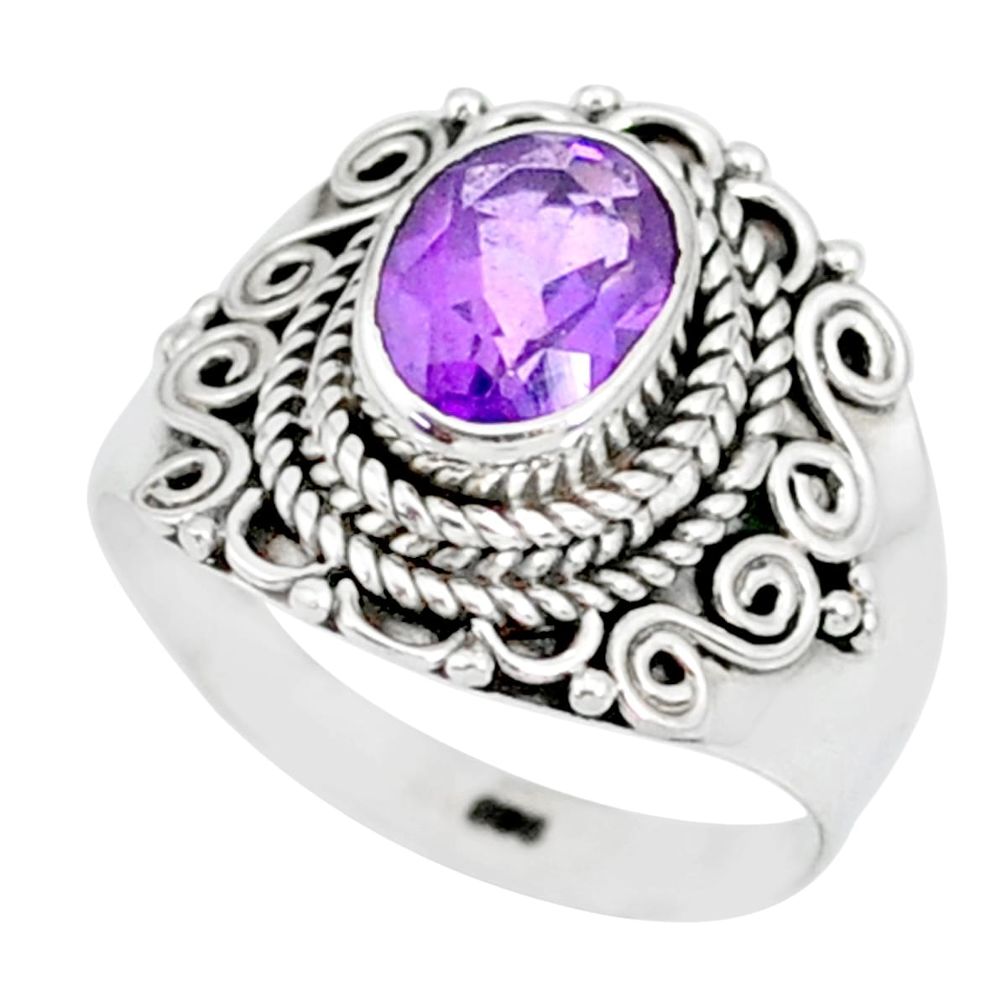 2.08cts natural purple amethyst 925 silver solitaire ring jewelry size 6 r87052