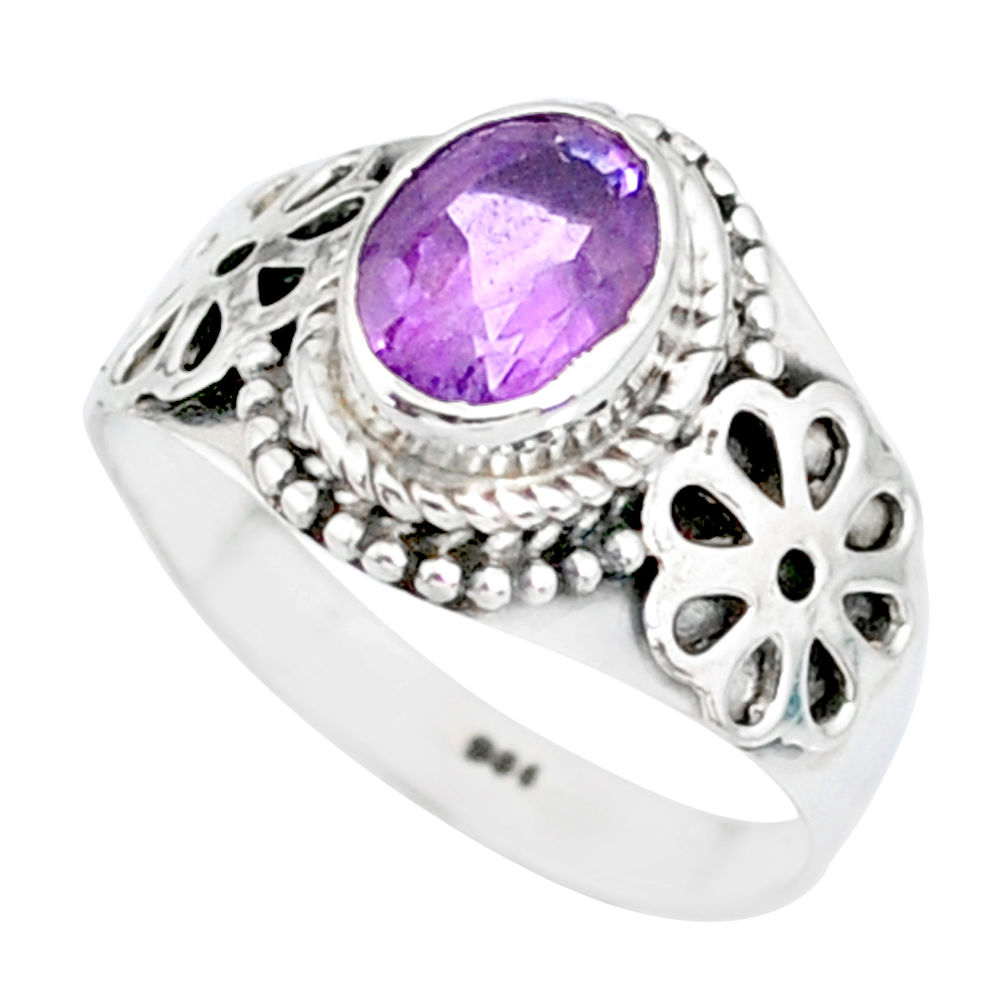 1.96cts natural purple amethyst 925 silver solitaire ring jewelry size 6 r87053