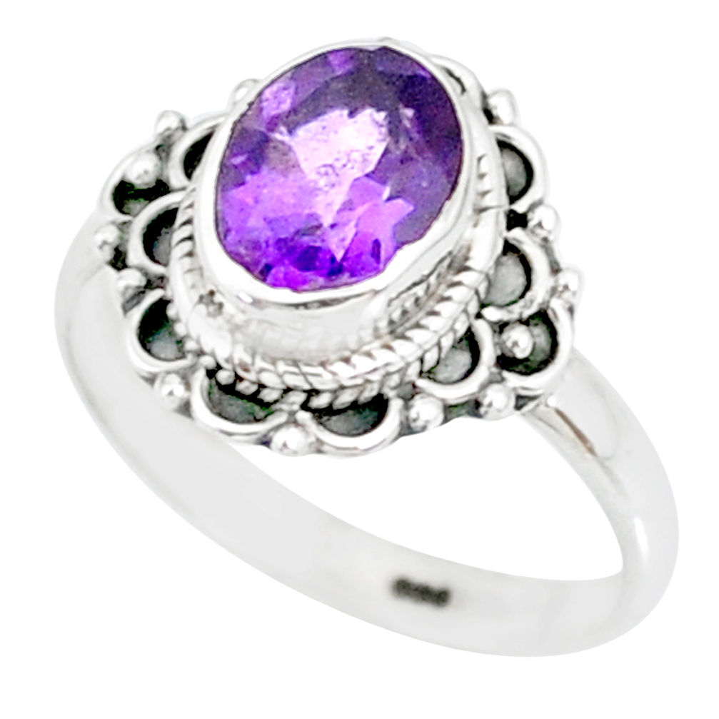 2.23cts natural purple amethyst 925 silver solitaire ring jewelry size 6 r87058