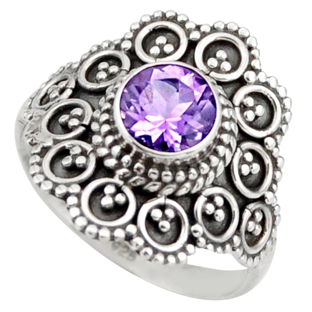 1.48cts natural purple amethyst 925 silver solitaire ring jewelry size 7 d46463