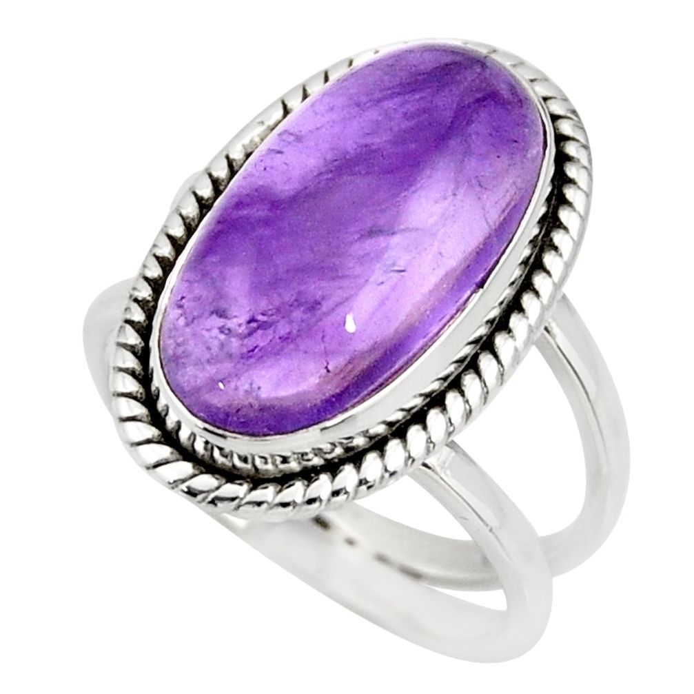 6.48cts natural purple amethyst 925 silver solitaire ring jewelry size 7 r27289