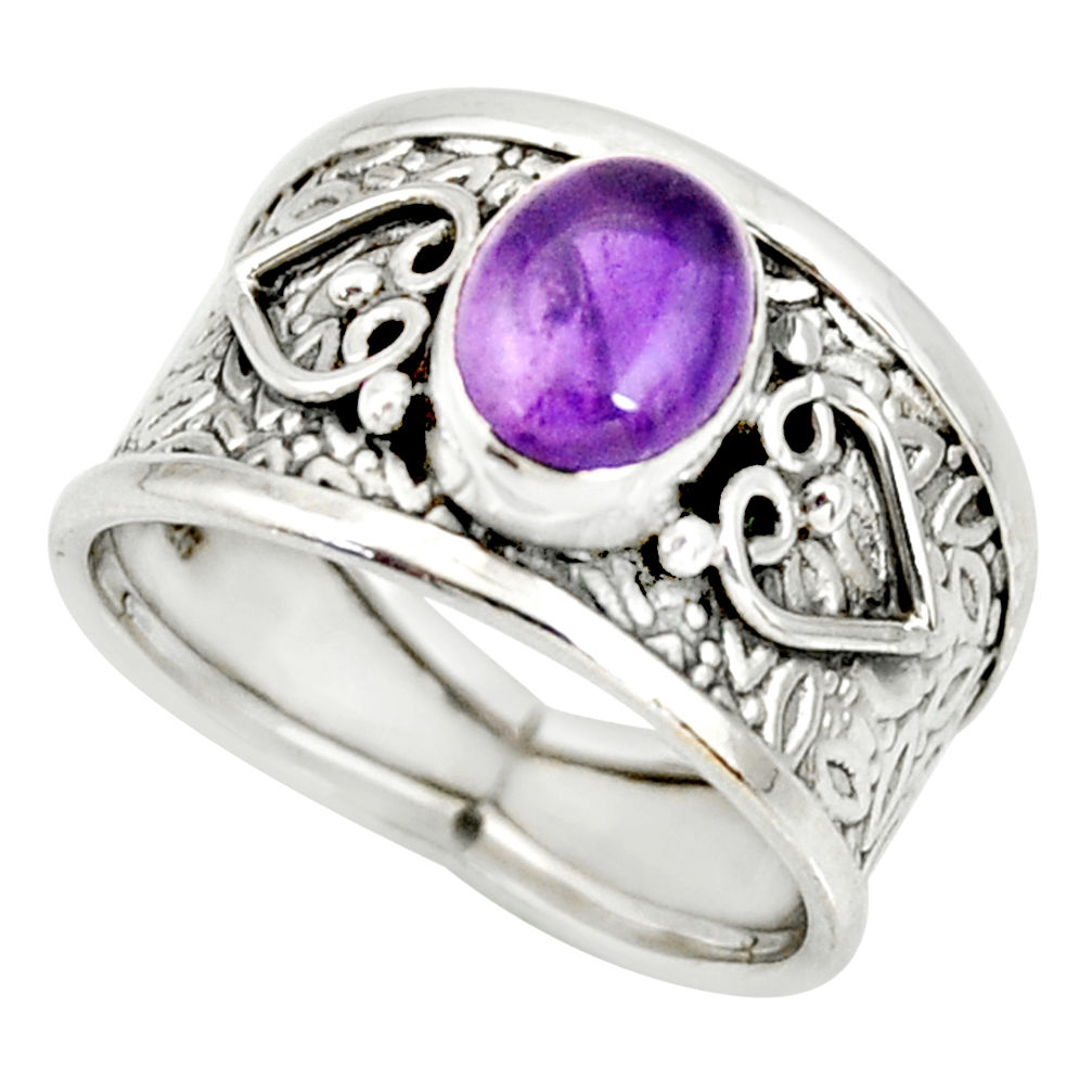 2.12cts natural purple amethyst 925 silver solitaire ring jewelry size 7 r34604