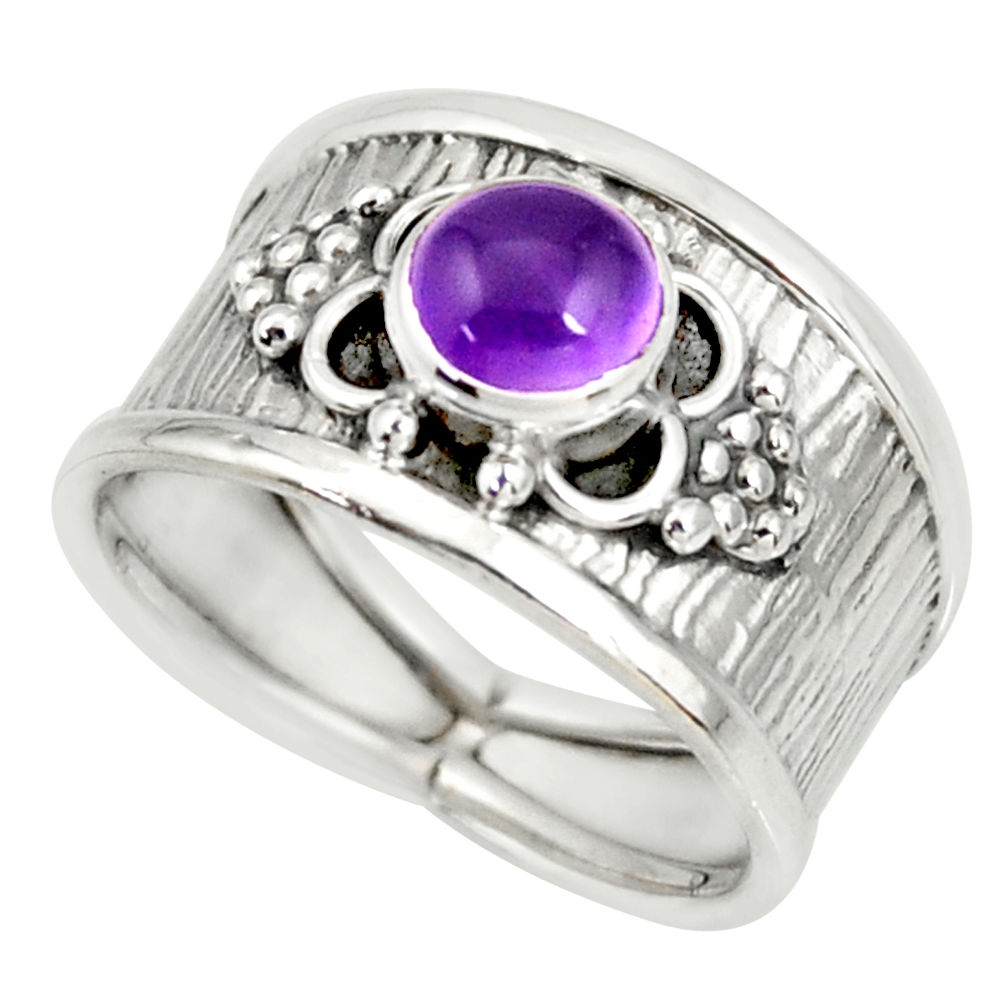 1.41cts natural purple amethyst 925 silver solitaire ring jewelry size 7 r34642