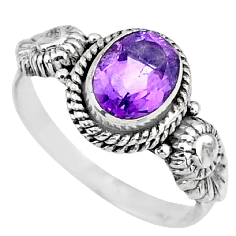 1.96cts natural purple amethyst 925 silver solitaire ring jewelry size 7 r57362