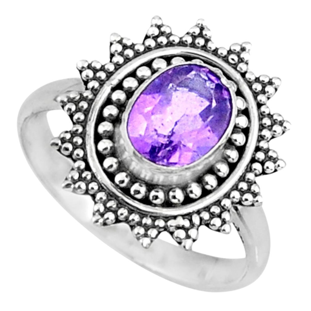 2.17cts natural purple amethyst 925 silver solitaire ring jewelry size 7 r57443