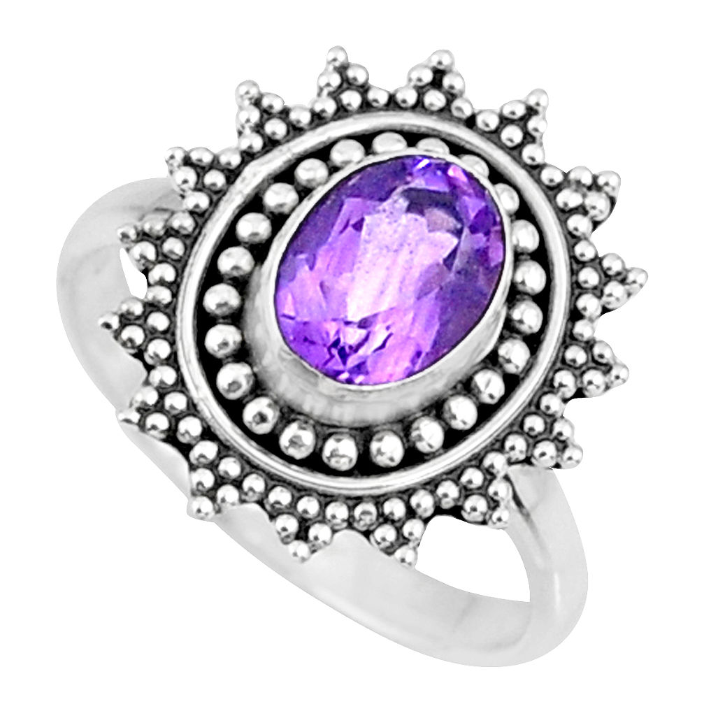 2.08cts natural purple amethyst 925 silver solitaire ring jewelry size 7 r57444