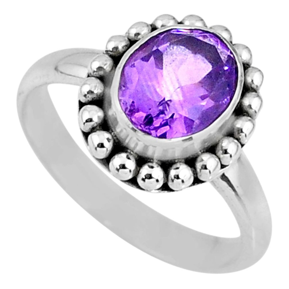 2.90cts natural purple amethyst 925 silver solitaire ring jewelry size 7 r57902