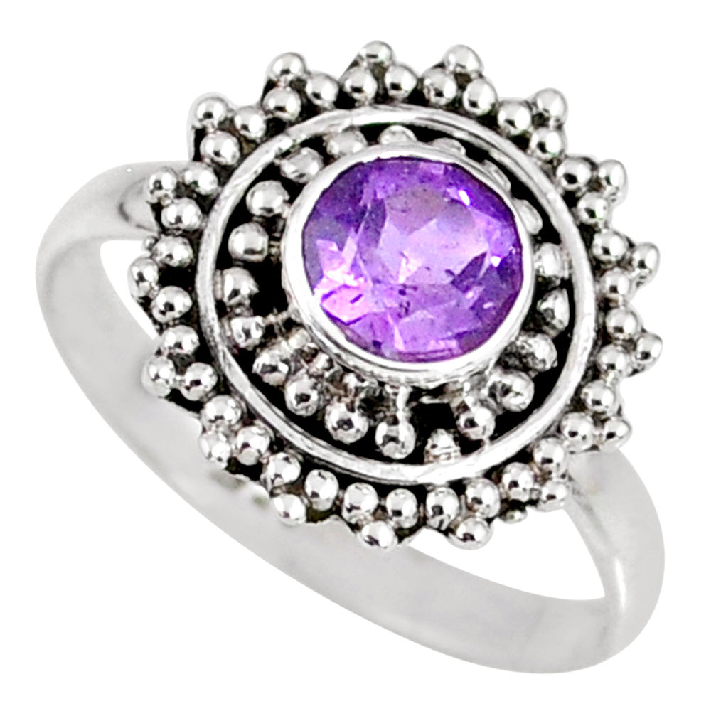 1.30cts natural purple amethyst 925 silver solitaire ring jewelry size 7 r58162