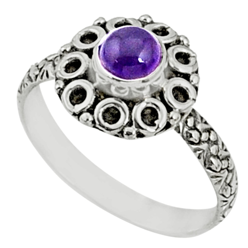 1.00cts natural purple amethyst 925 silver solitaire ring jewelry size 7 r64782