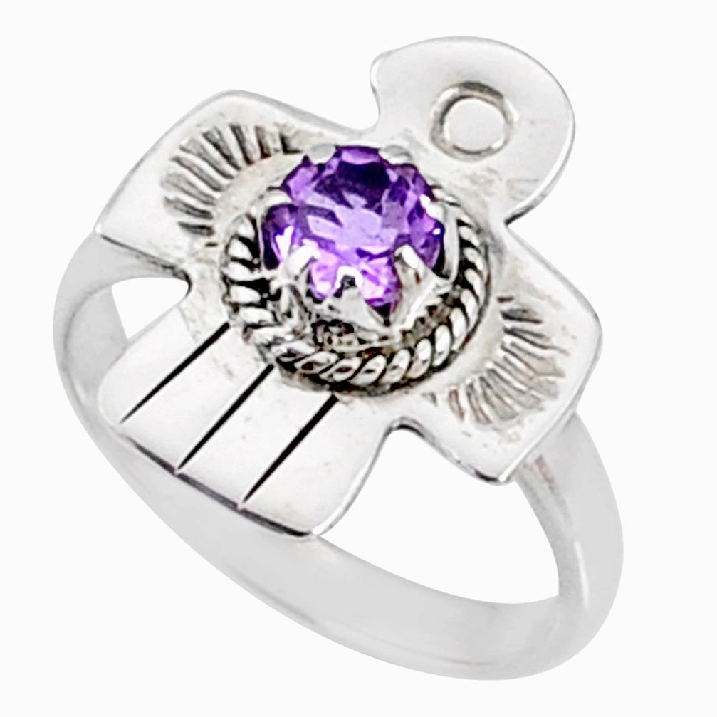 0.97cts natural purple amethyst 925 silver solitaire ring jewelry size 7 r67445