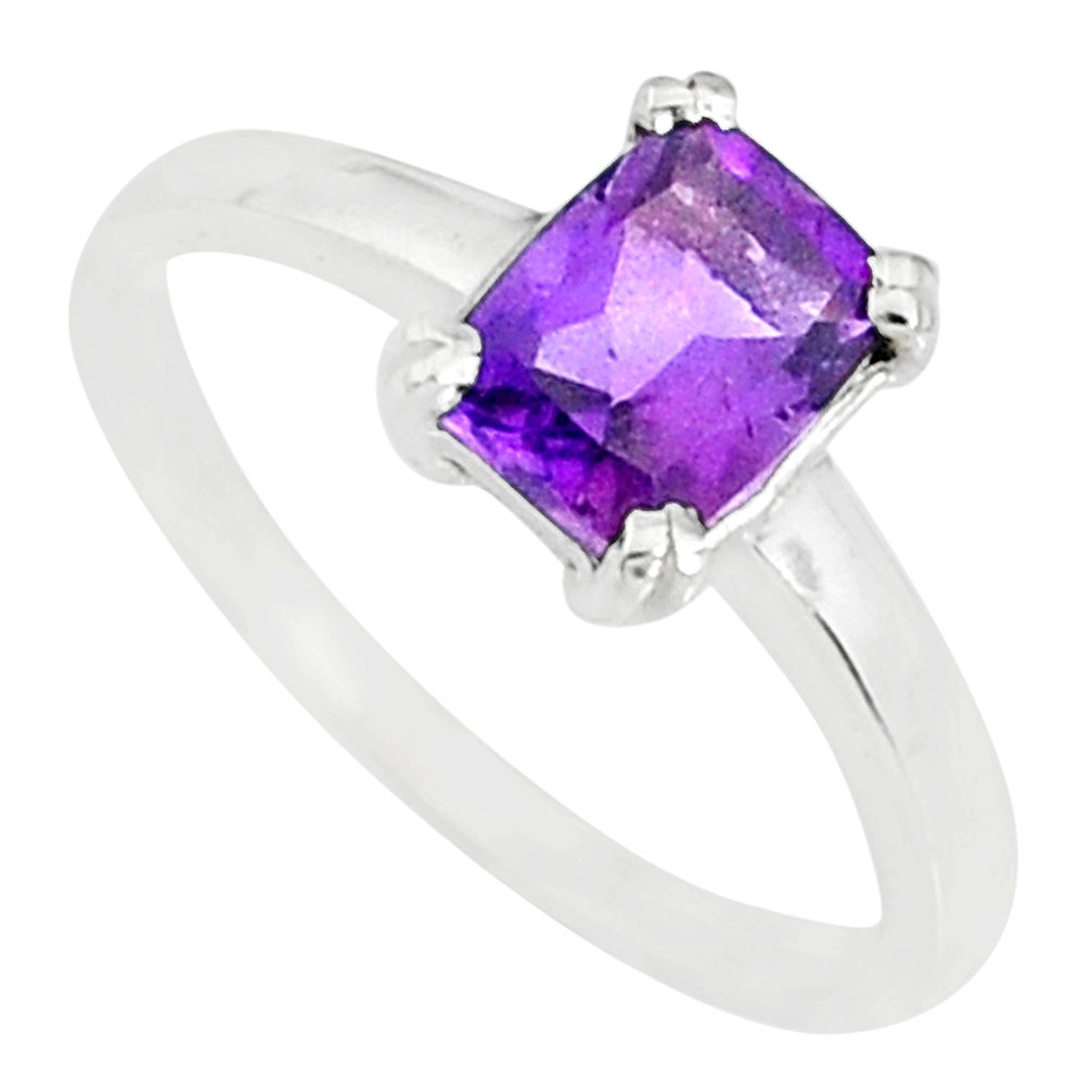 1.85cts natural purple amethyst 925 silver solitaire ring jewelry size 7 r83913