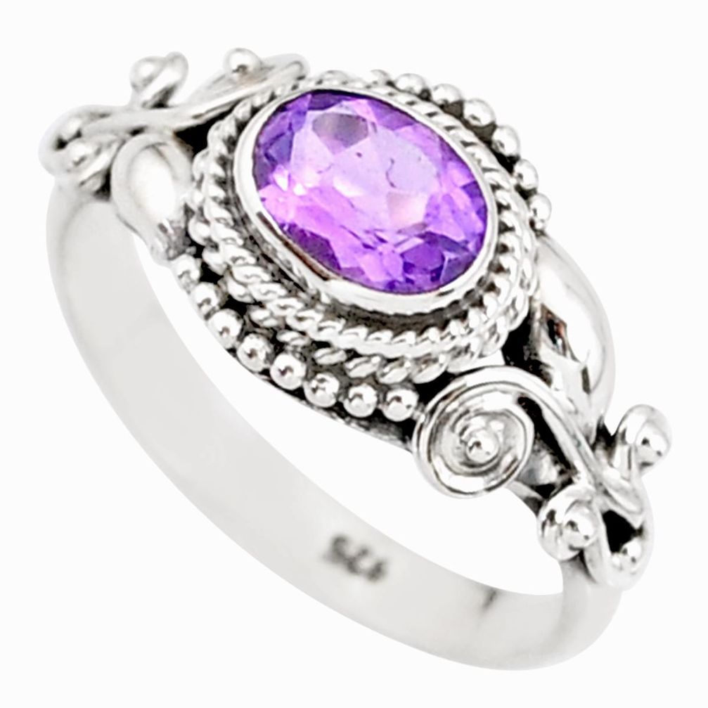 1.54cts natural purple amethyst 925 silver solitaire ring jewelry size 7 r85557