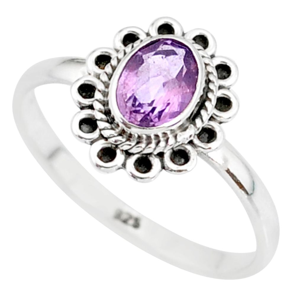 1.58cts natural purple amethyst 925 silver solitaire ring jewelry size 7 r85577