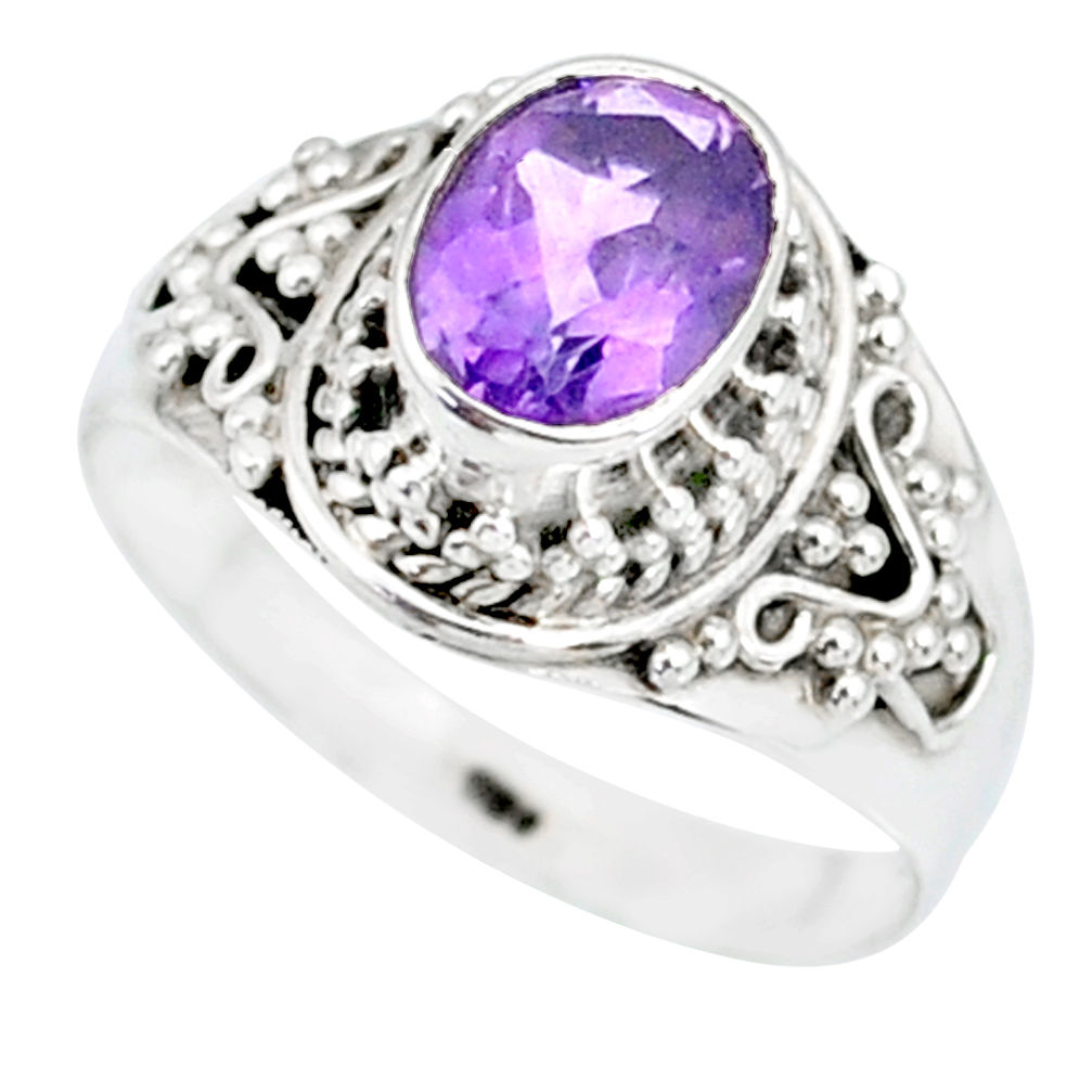 2.09cts natural purple amethyst 925 silver solitaire ring jewelry size 7 r87043