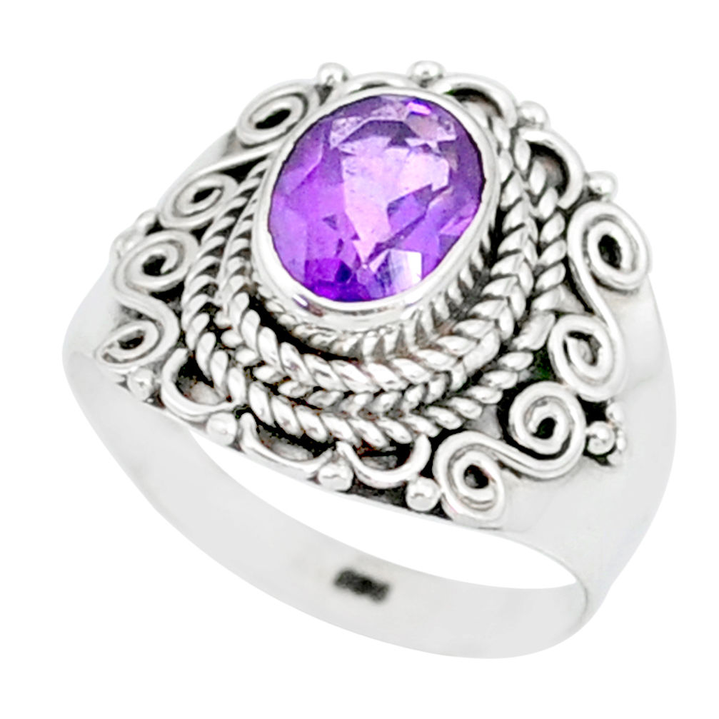 2.14cts natural purple amethyst 925 silver solitaire ring jewelry size 7 r87049
