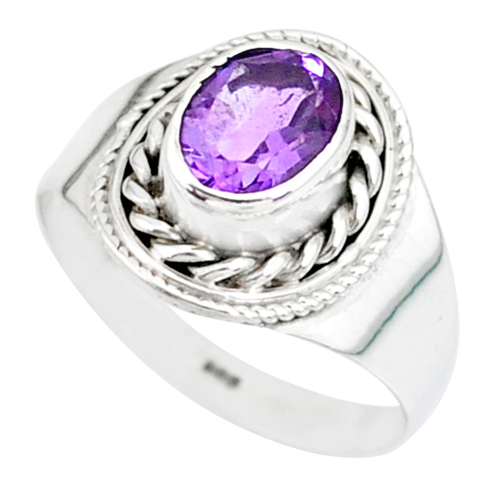 2.42cts natural purple amethyst 925 silver solitaire ring jewelry size 7 r87056