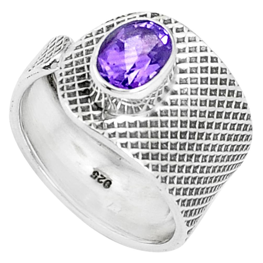 2.24cts natural purple amethyst 925 silver solitaire ring jewelry size 8 p37886