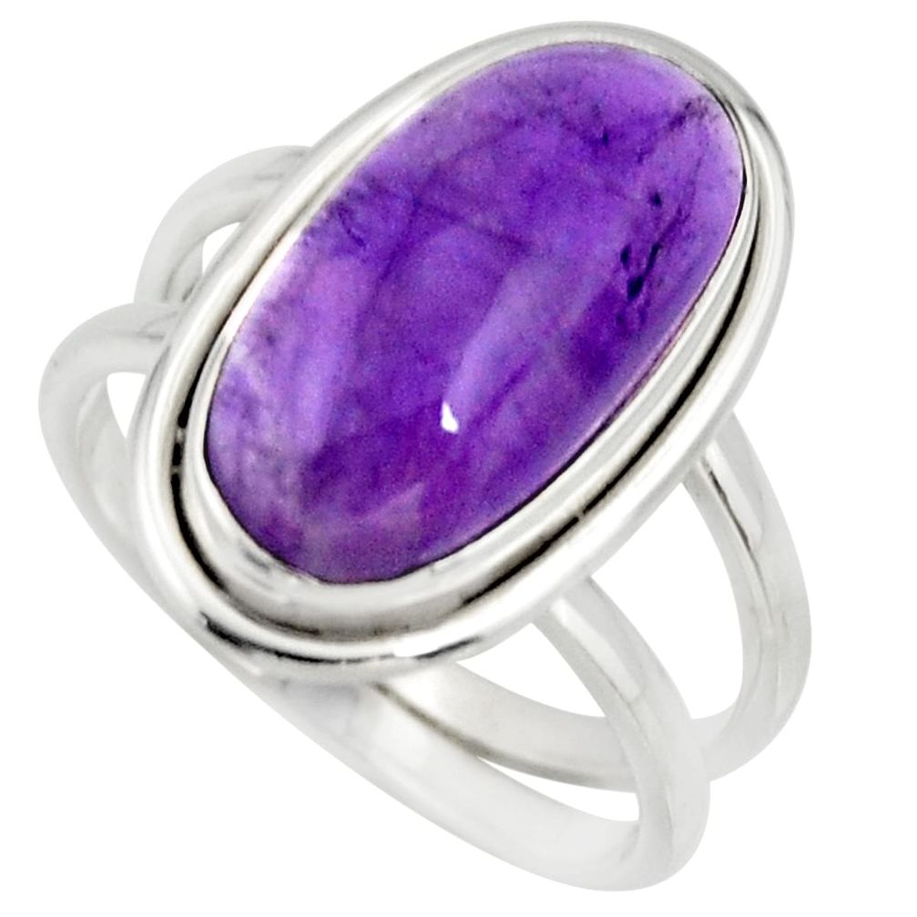 6.33cts natural purple amethyst 925 silver solitaire ring jewelry size 8 r27297