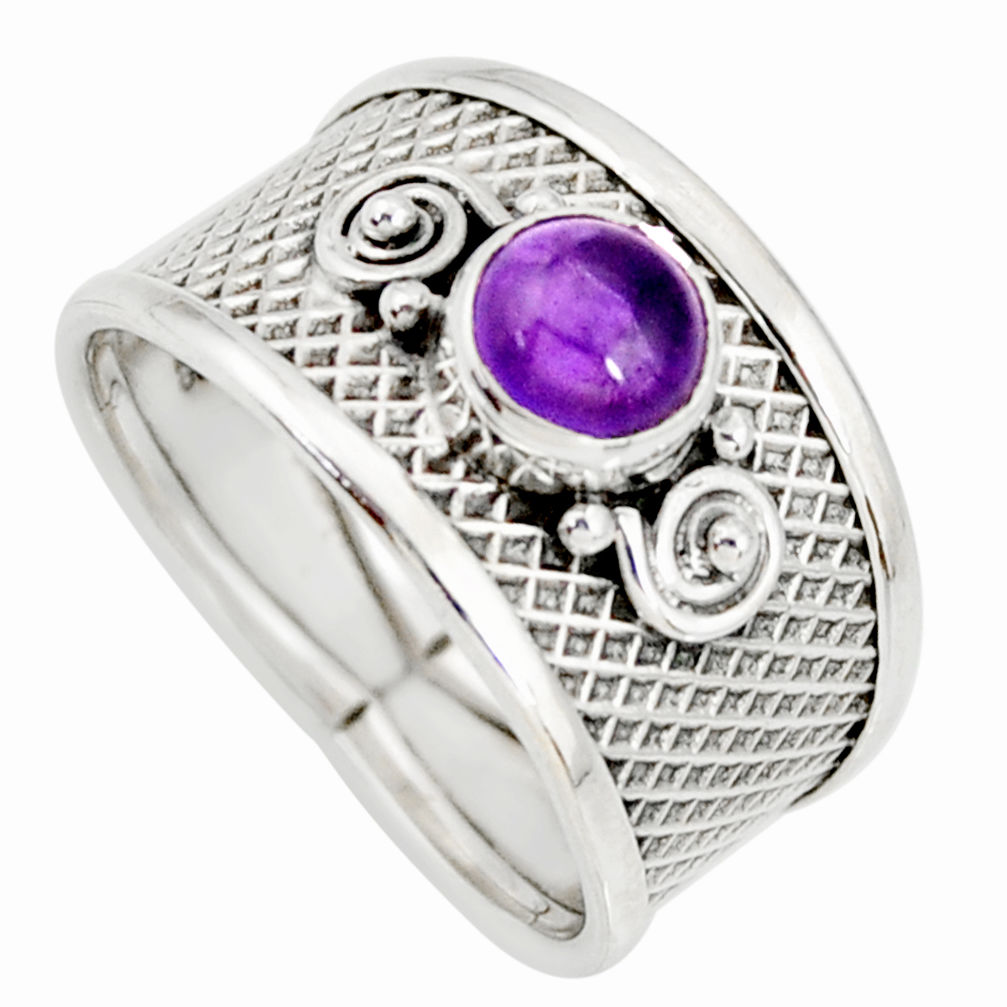 1.34cts natural purple amethyst 925 silver solitaire ring jewelry size 8 r34674