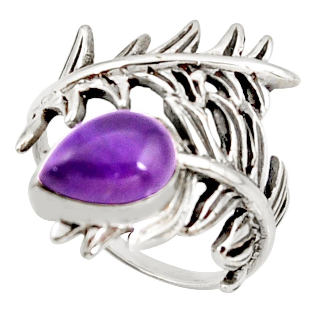 2.23cts natural purple amethyst 925 silver solitaire ring jewelry size 8 r37030