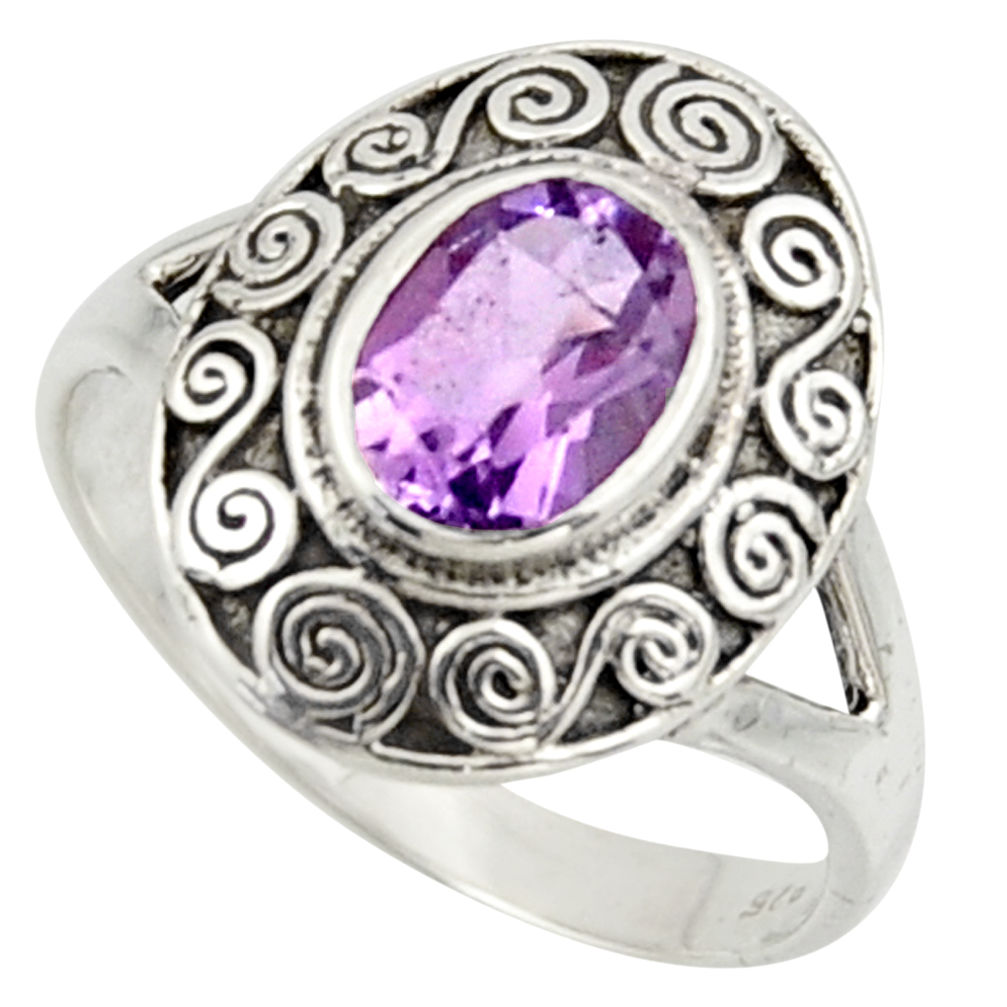 2.01cts natural purple amethyst 925 silver solitaire ring jewelry size 8 r40932