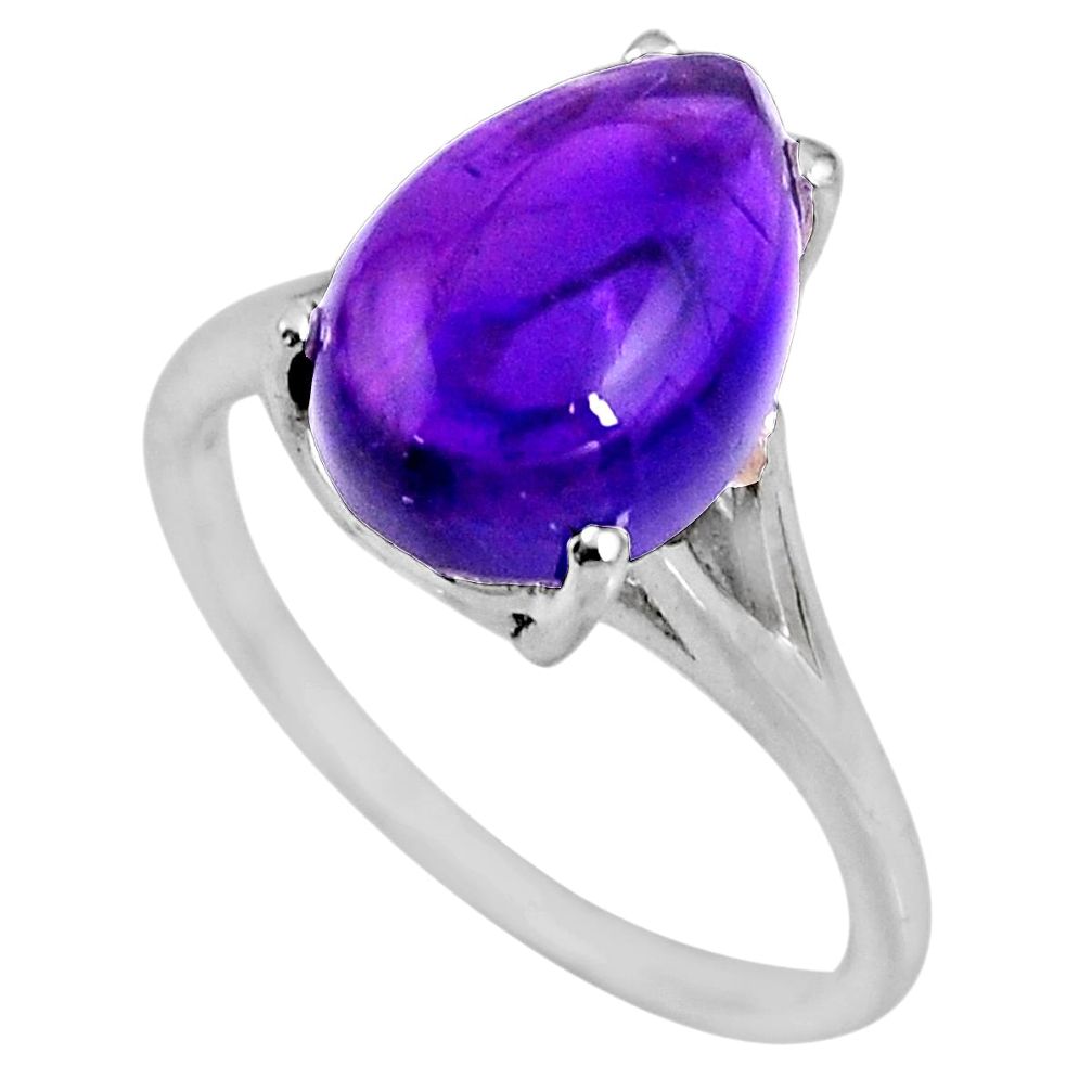 5.43cts natural purple amethyst 925 silver solitaire ring jewelry size 8 r53965